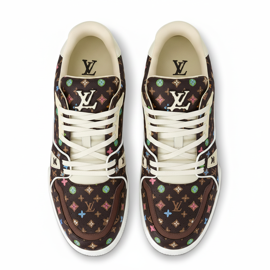 Louis Vuitton x Tyler the Creator - LV Trainers Monogram-Printed Grained Calf Leather Mocha Brown
